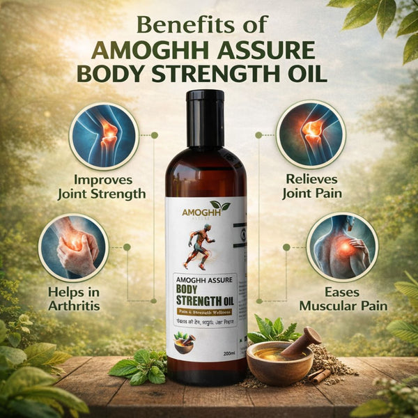 Amoghh Assure Body Strength Oil 200 ml | Ayurvedic Pain Relief Oil for Joint, Knee & Muscle Pain | Arthritis, Sciatica & Cervical Support | Improves Blood Circulation